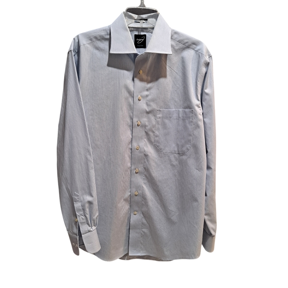 Andrew J Easy Care Long Sleeve Button Down 100% Cotton Dress Shirt 42 16.5